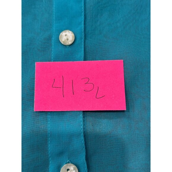 Roamans NWT Sheer Turquoise Button-Up Blouse Sz 1X Top Swim Cover Up - Picture 11 of 12